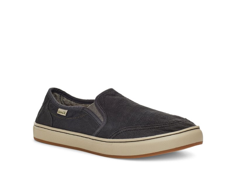 Sanuk Tideline Hemp Slip-on - Sanuk Shoes Mens Black - Philippines HQDJBV614